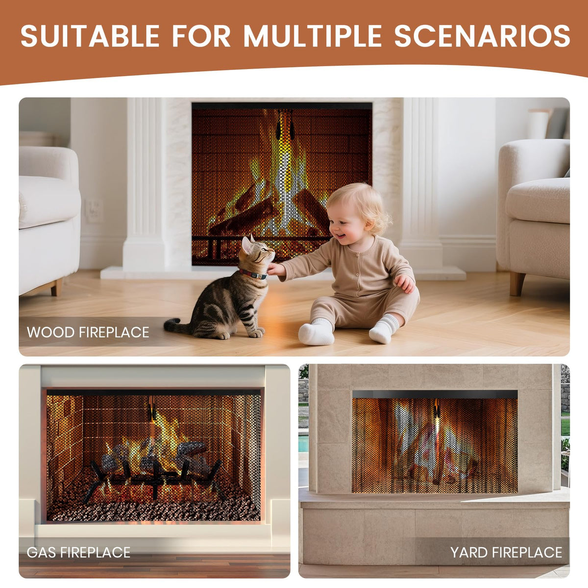 26x24 Inch 2 Pcs Fireplace Screen Mesh O8367