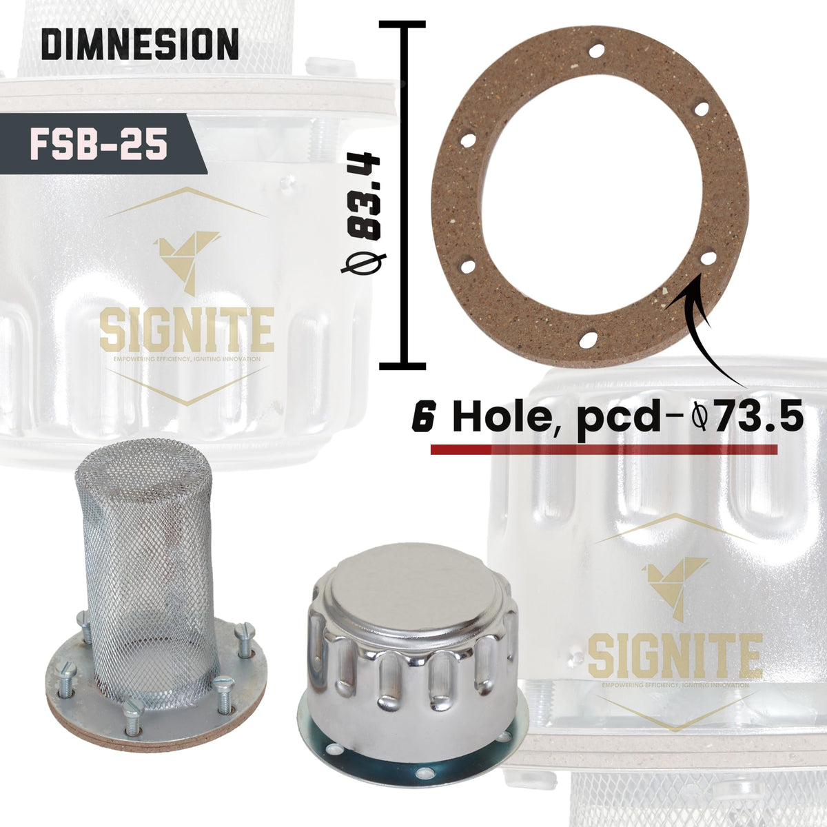 Flange Type Breathers Cap 25CFM/720 LPM 40 Micron Filtration 6 Hole Chrome Steel Alloy Q82809