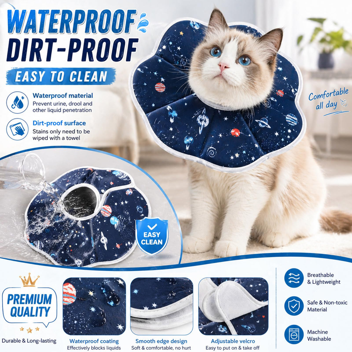 Soft Cat Recovery Cone Collar for Small Medium Cats T965