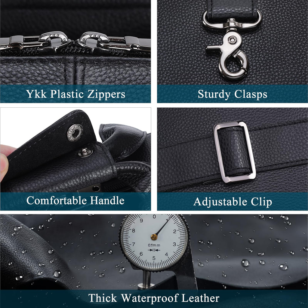 Black Leather 16 Inch Laptop Briefcase Bag A7938