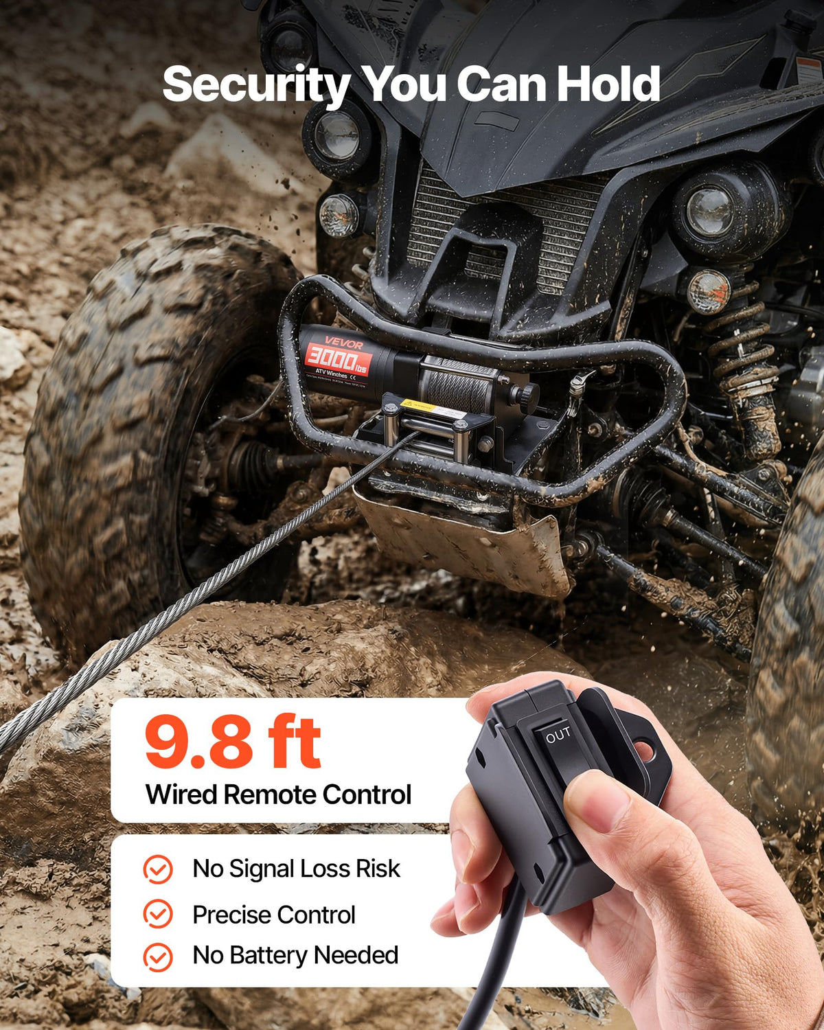 12V DC Electric Winch with Steel Wire Rope and Wired Remote Control R1004