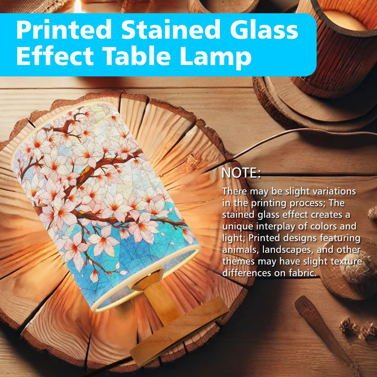 Cherry Blossom Table Lamp LED 3-Color Wood Base M93189