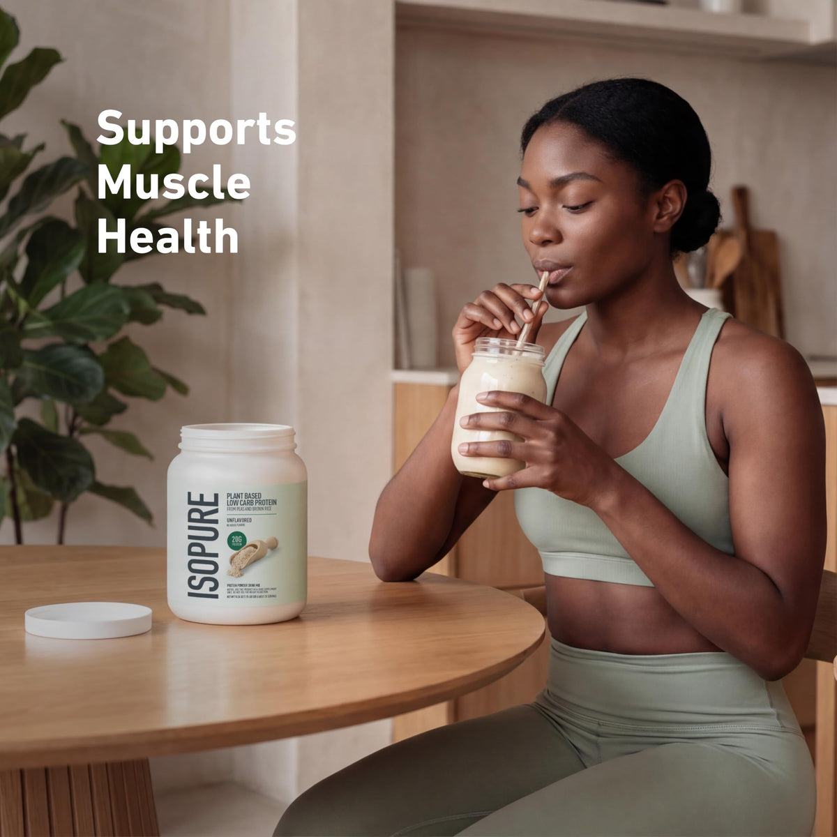 Plant-Based Protein Powder 20g Pea and Rice Protein Unflavored 20 Servings J114641