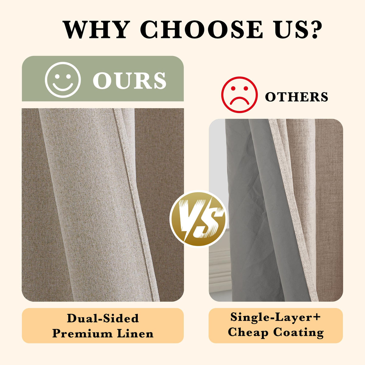 100% Blackout Linen Sliding Glass Door Curtains Q32720