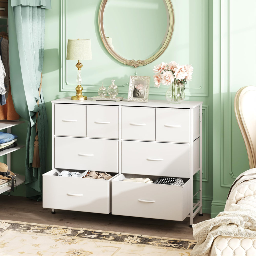 White 8 Drawer Dresser B4516