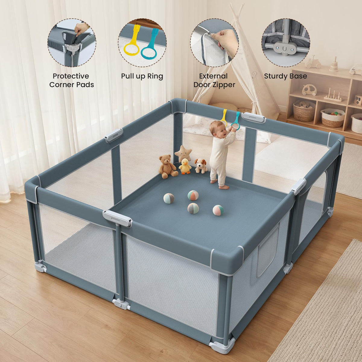 Foldable Baby Playpen 71x59 Inch B11475