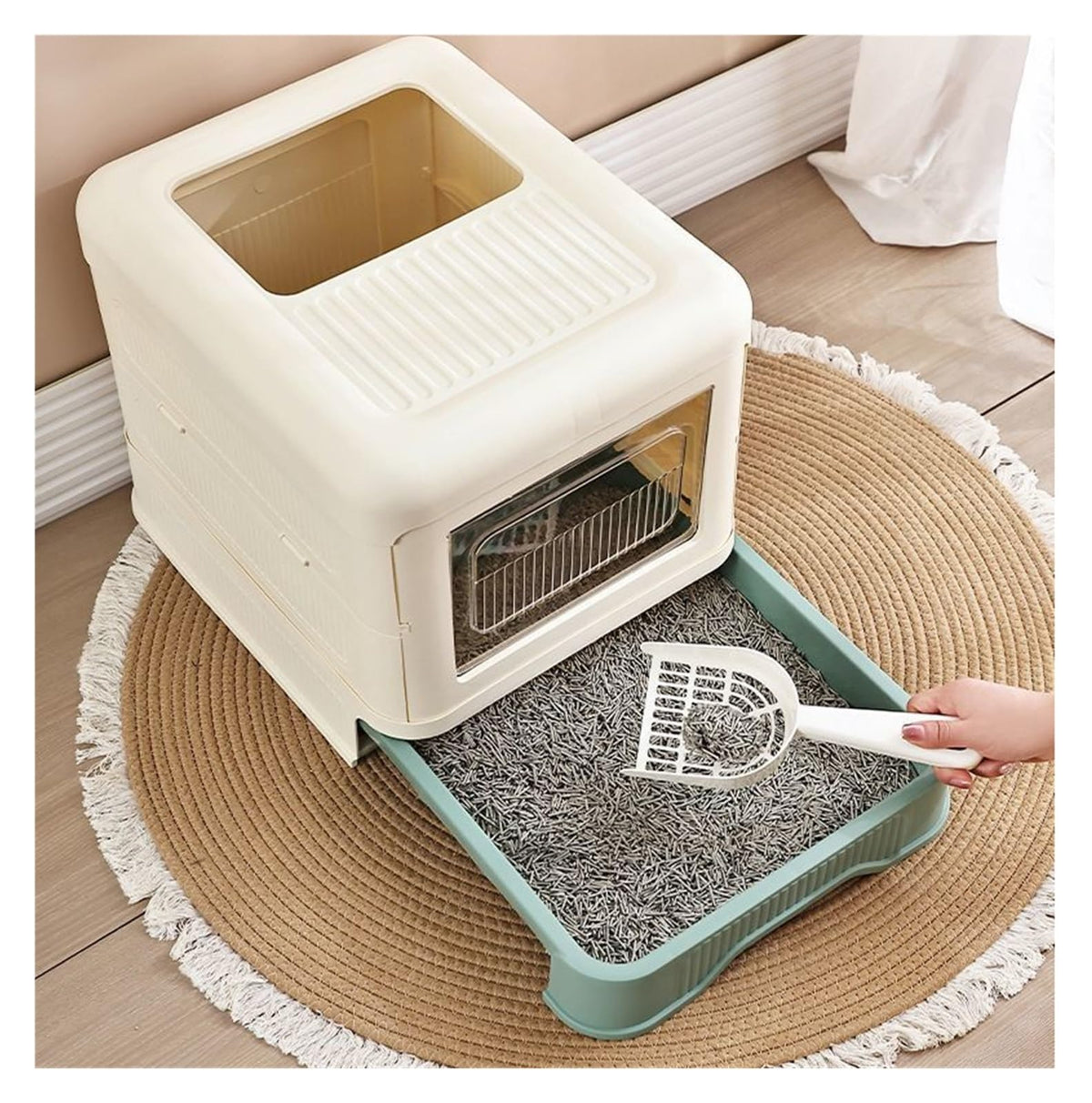 Fully Enclosed Cat Litter Box with Lid and Drawer E15264