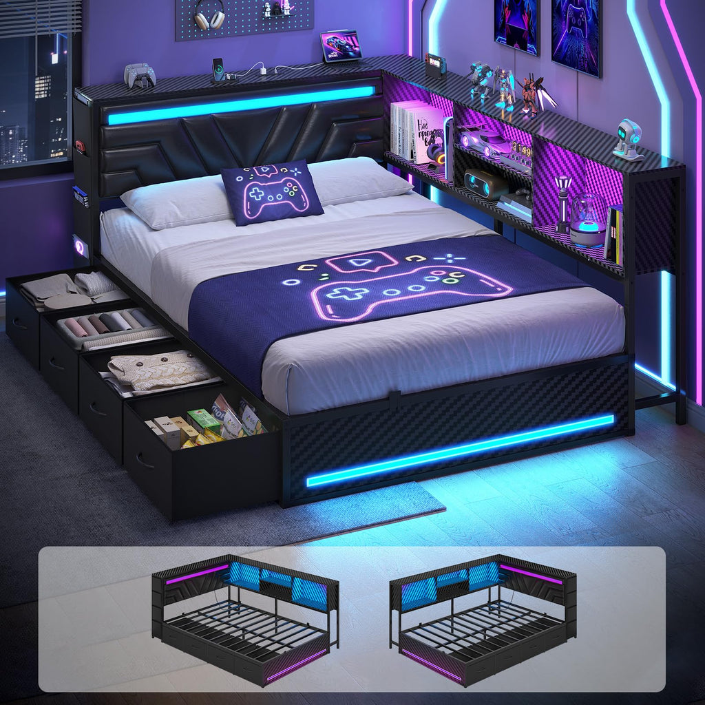 Full Corner Bed with Drawers C437718