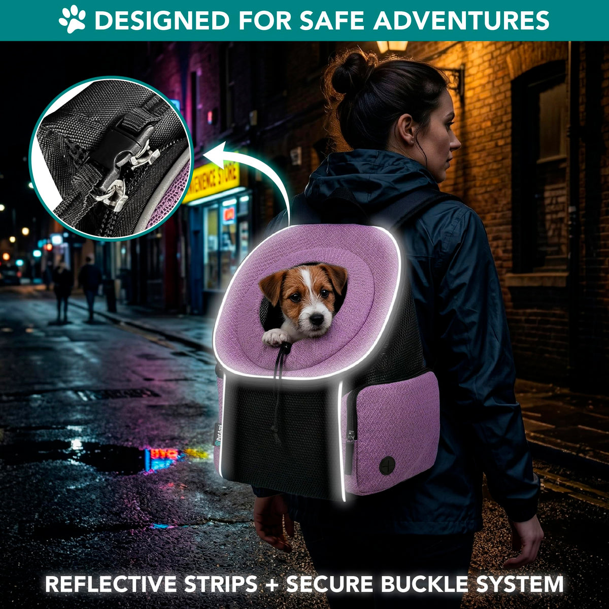 Hands Free Front Pet Carrier Backpack, 10 lbs, Purple F557193