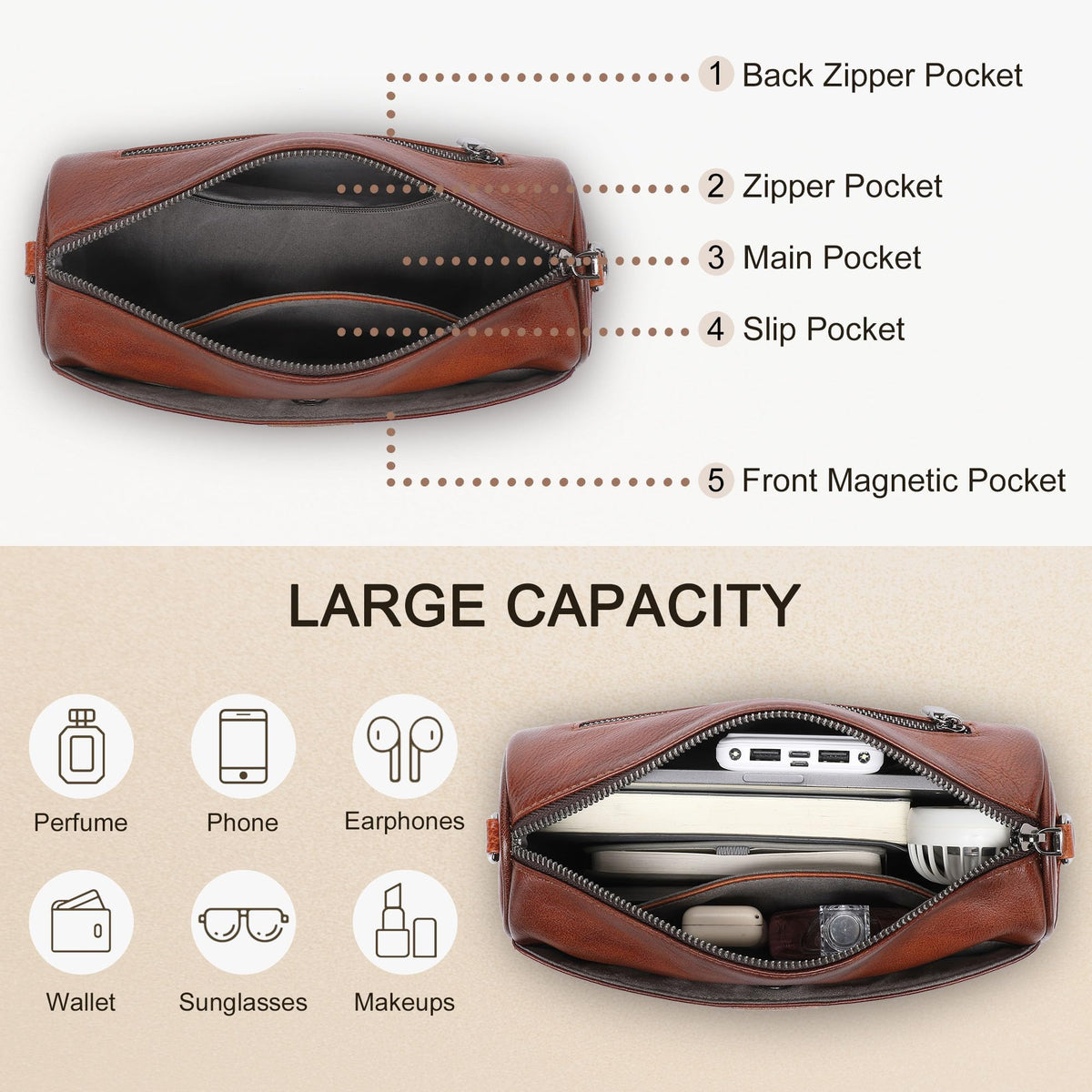 Leather Crossbody Bag P1590