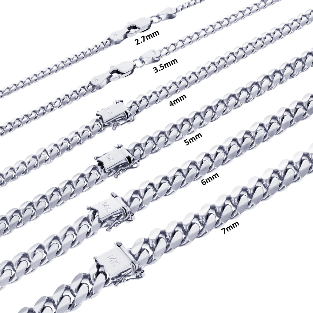 14K White Gold Cuban Link Chain Necklace C944