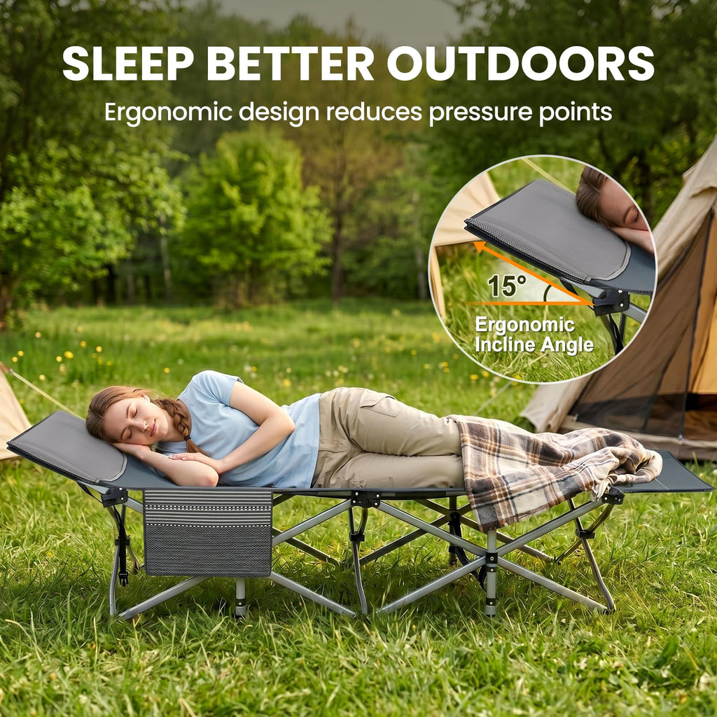 Folding Camping Cot with Mattress, 2 Pack E2962