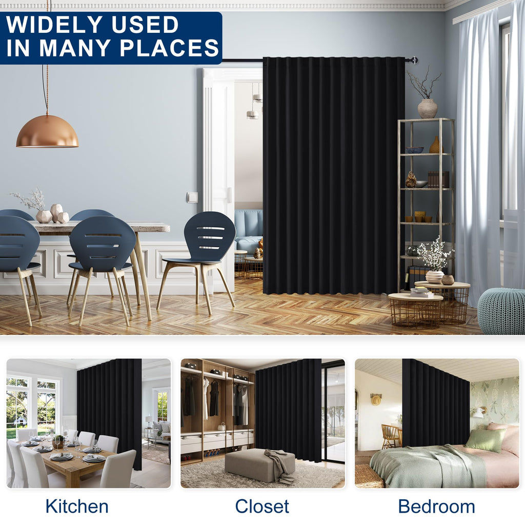 Blackout Room Divider Curtain 120 x 96 Inches Black I2470