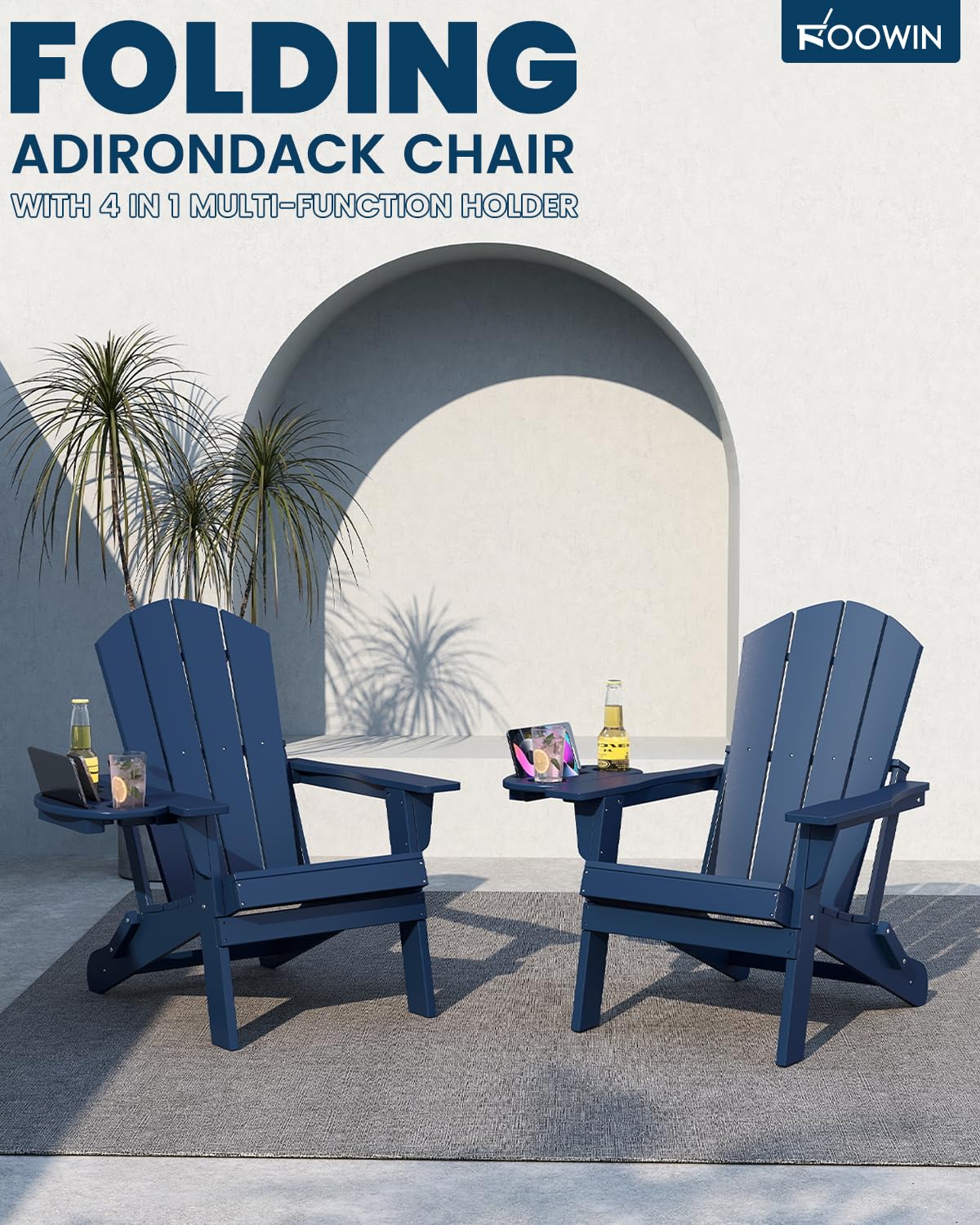 Folding Adirondack Chair Set of 8 with Cup Holder X27370