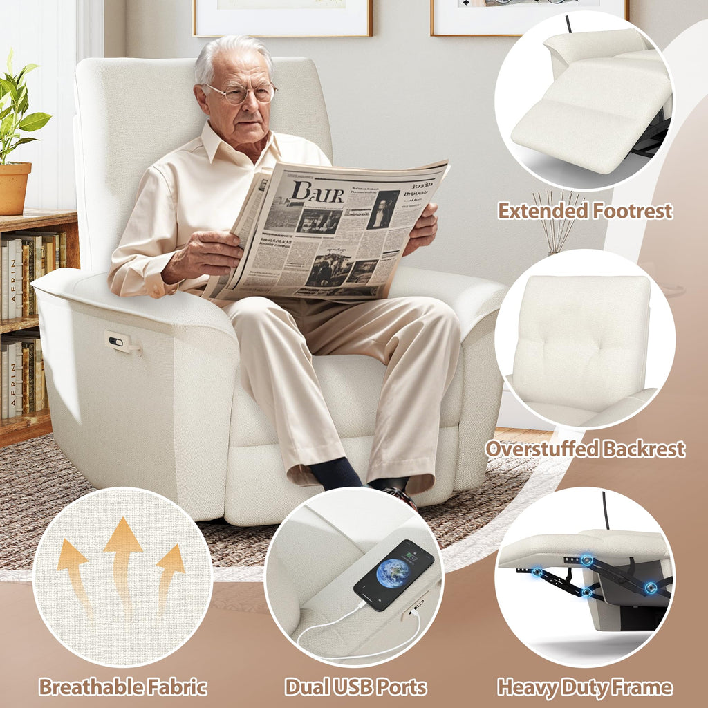 Power Swivel Rocker Recliner Chair with Phone Holder and USB Ports L2103