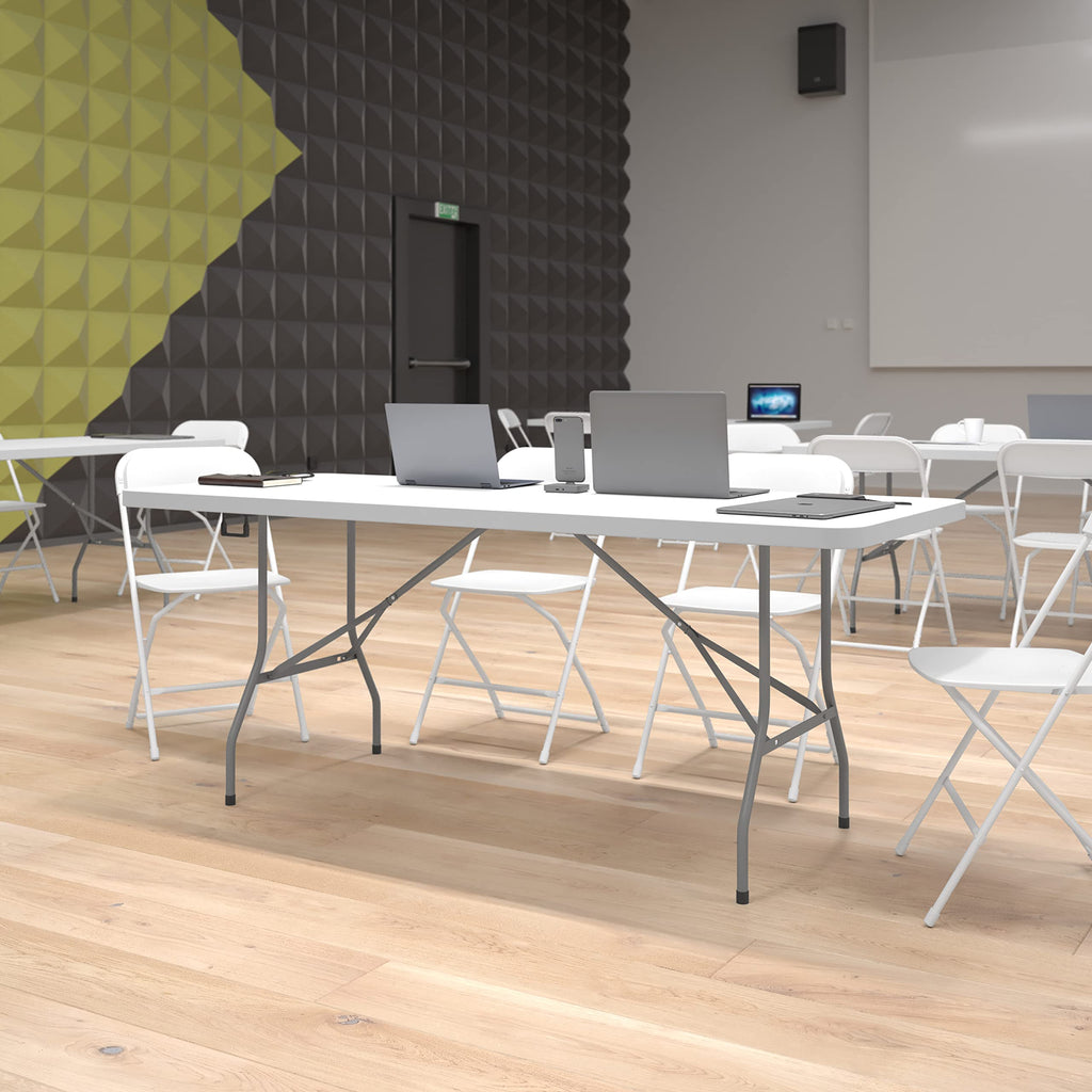 6-Foot Heavy Duty Plastic Folding Table with Carrying Handles M342884