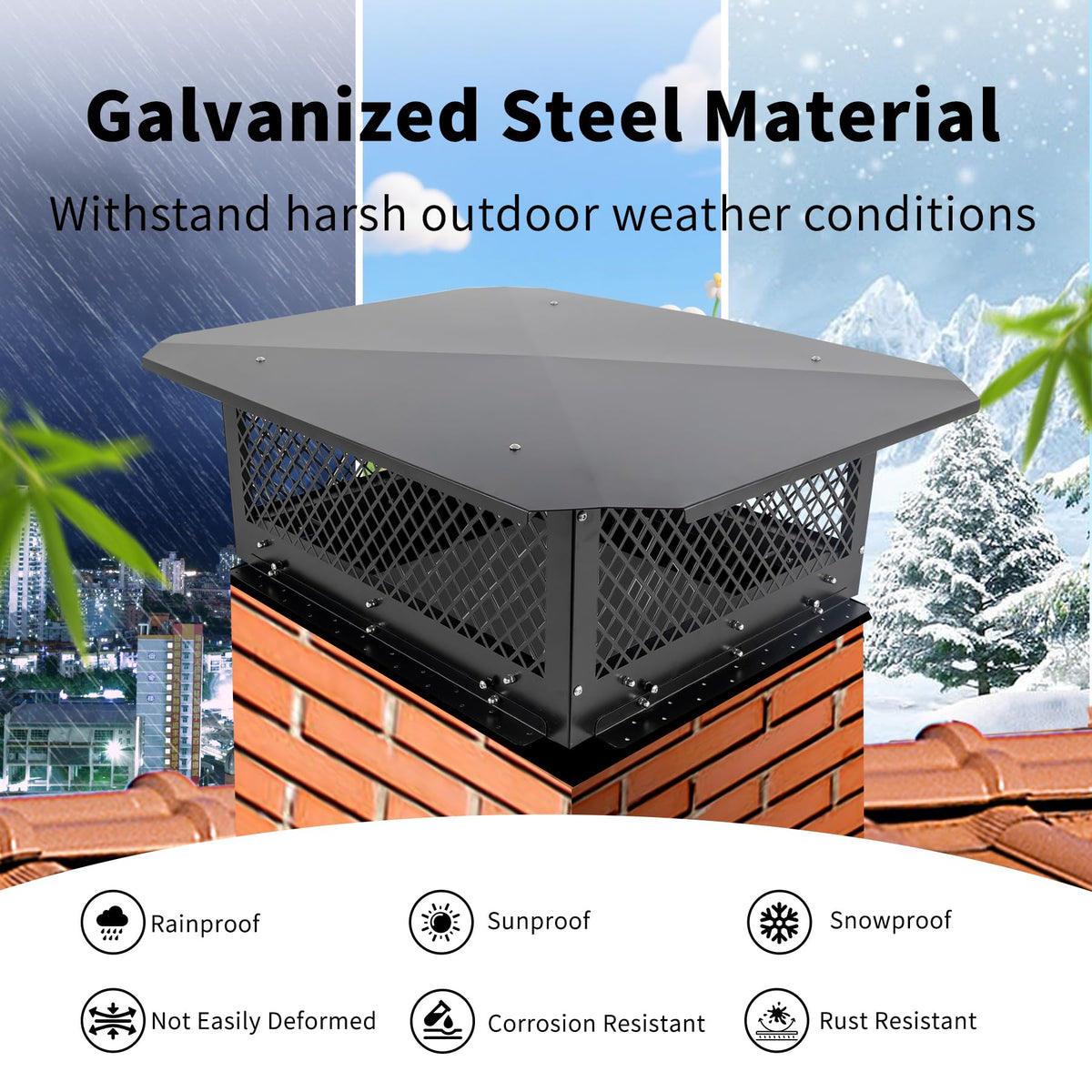 Black Galvanized Steel Chimney Cap A970