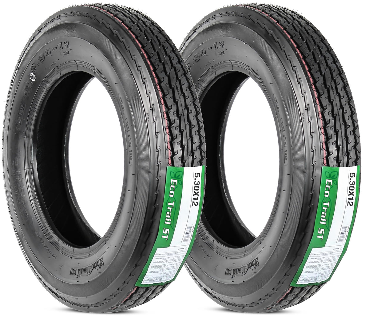 2-Pack 5.30-12 12 Inch 6-Ply Bias Trailer Tire O999