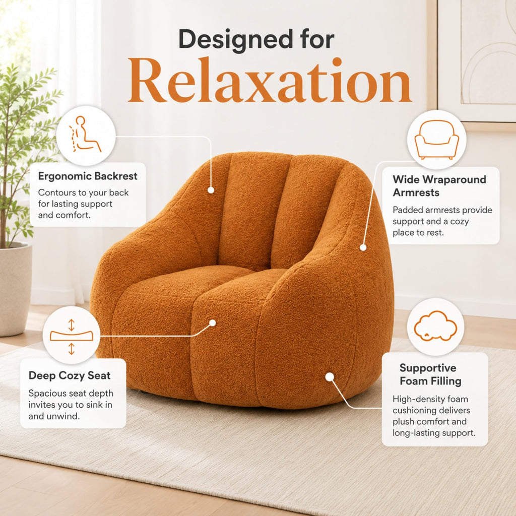 Yellow Memory Foam Bean Bag Chair E783