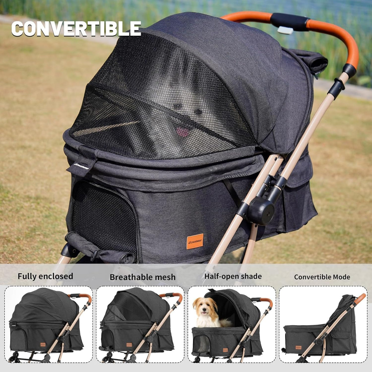 4-Wheel Pet Stroller with Reversible Handle X450