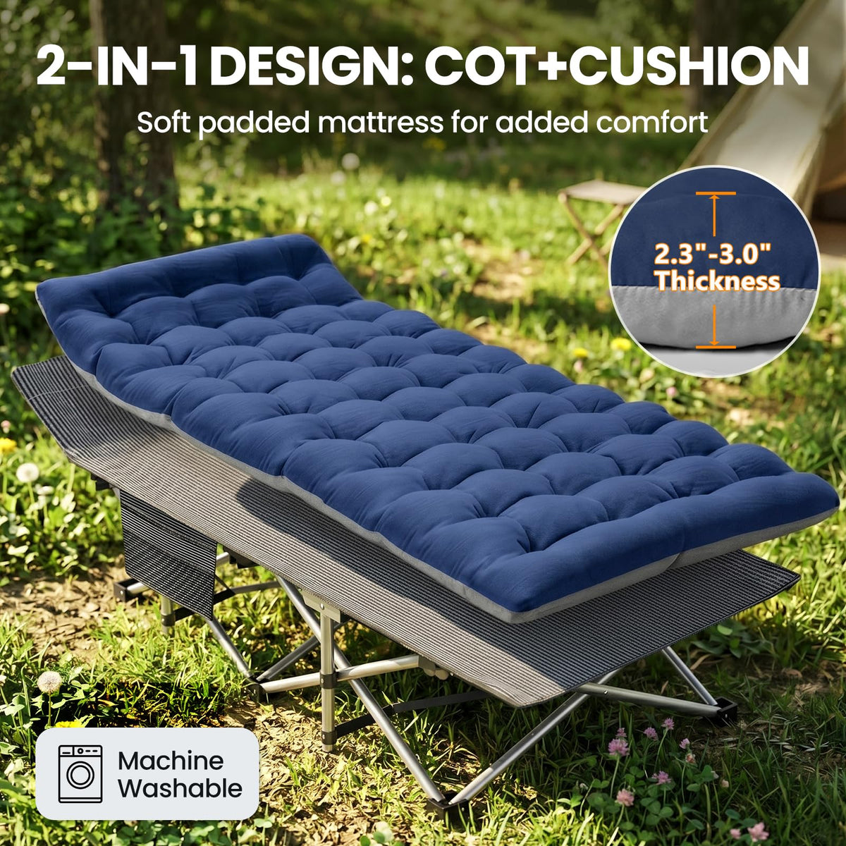 Folding Camping Cot with Mattress, 2 Pack E2962