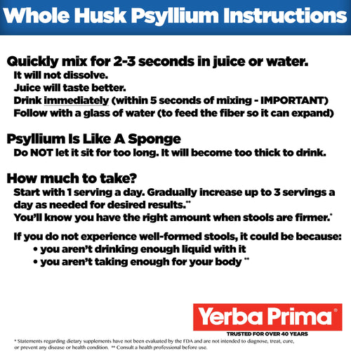 12 oz Psyllium Whole Husks Dietary Fiber W595230