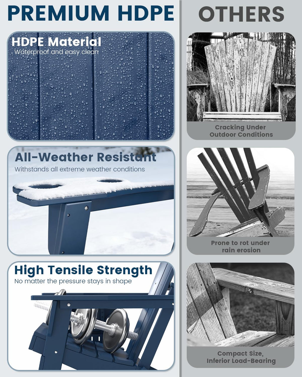Folding Adirondack Chair Set of 8 with Cup Holder X27370