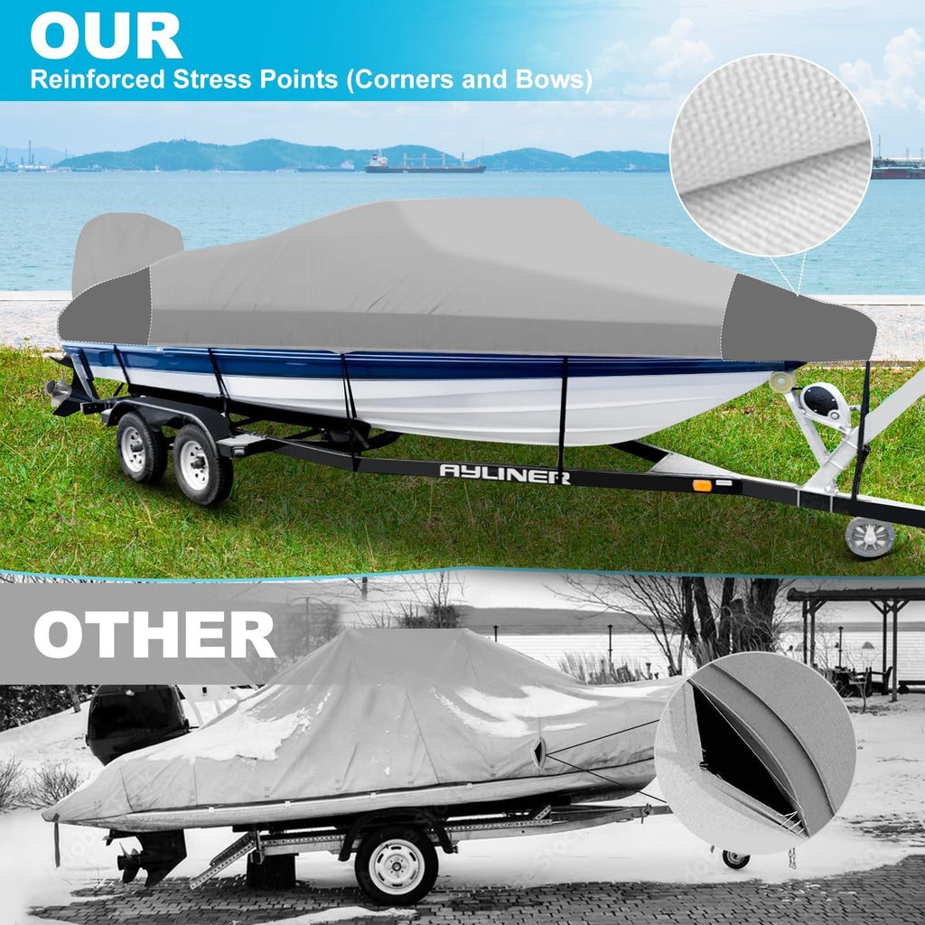 14-16ft Waterproof Marine Canvas Boat Cover with Outboard Motor Cover O3168