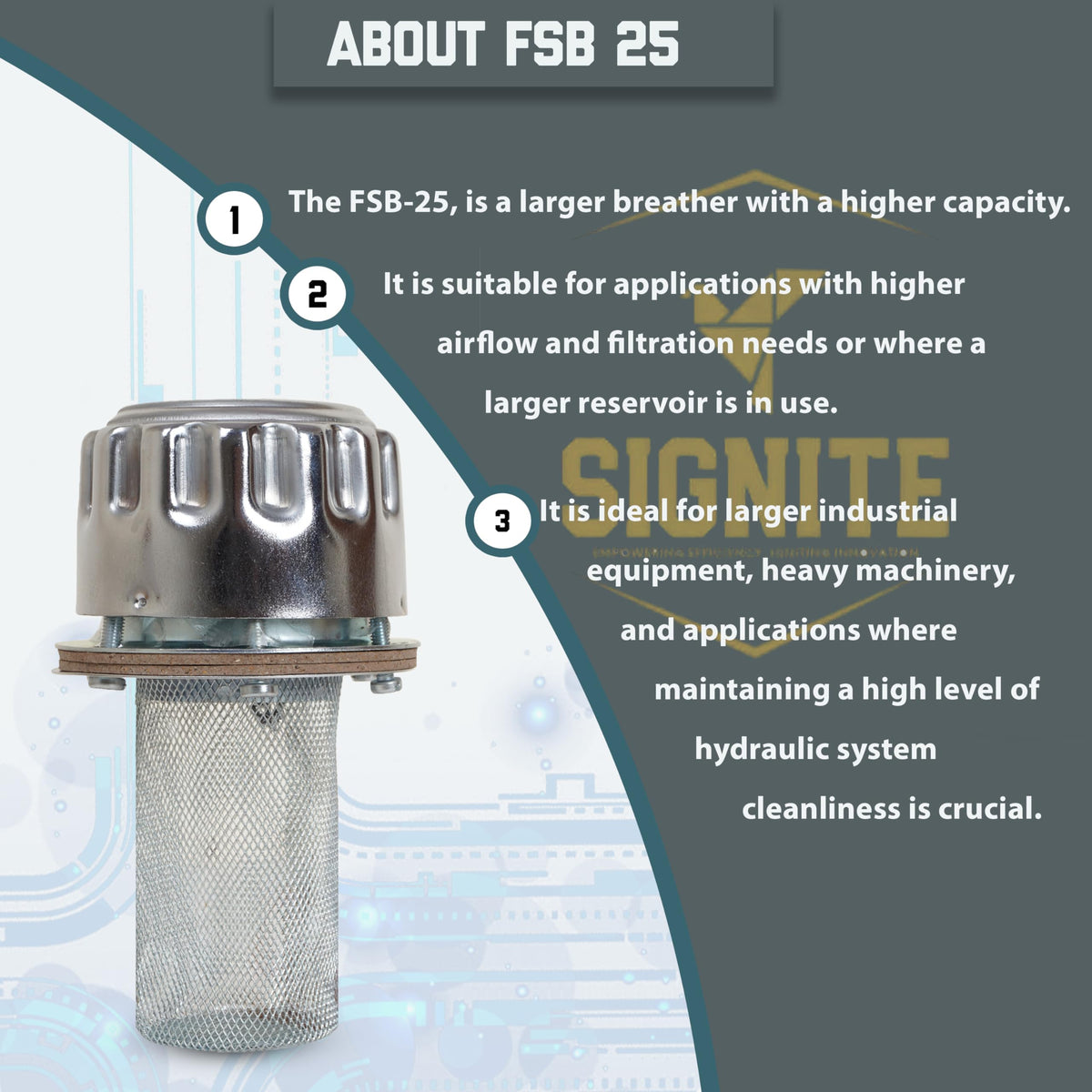 Flange Type Breathers Cap 25CFM/720 LPM 40 Micron Filtration 6 Hole Chrome Steel Alloy Q82809
