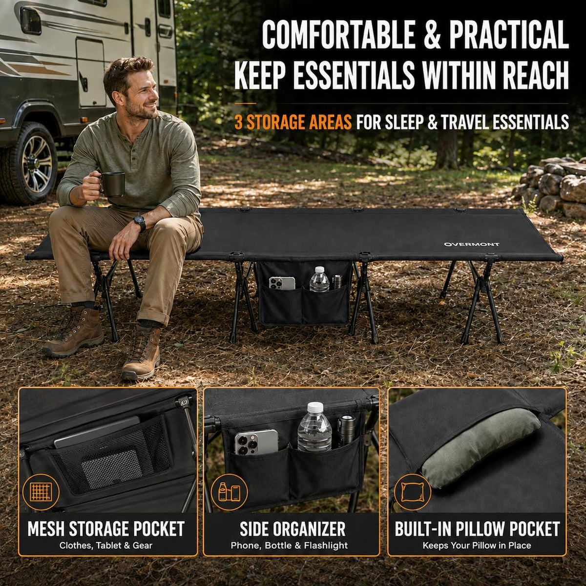 Portable Camping Cot for Adults I32711