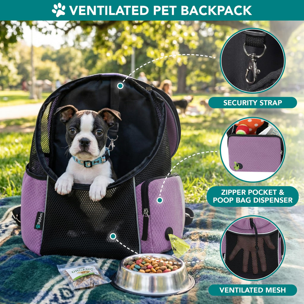 Hands Free Front Pet Carrier Backpack, 10 lbs, Purple F557193