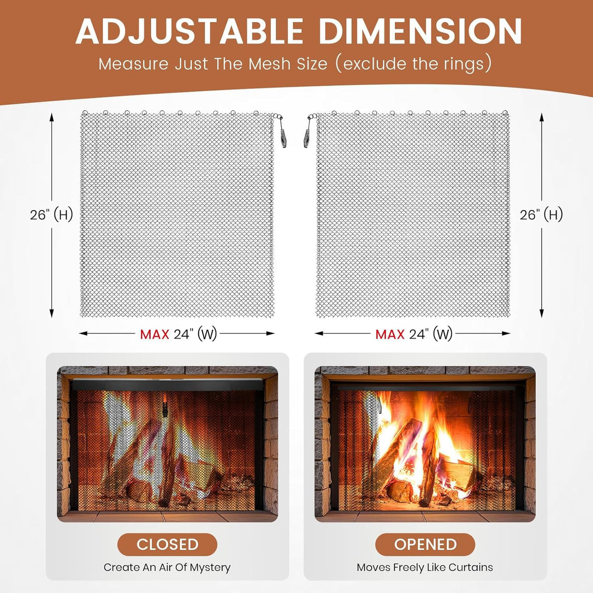26x24 Inch 2 Pcs Fireplace Screen Mesh O8367