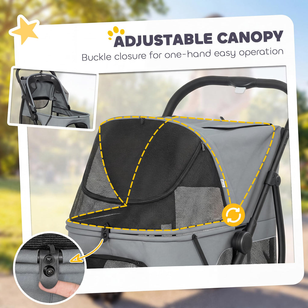 3 Wheel Pet Stroller up to 44 lbs Gray U904