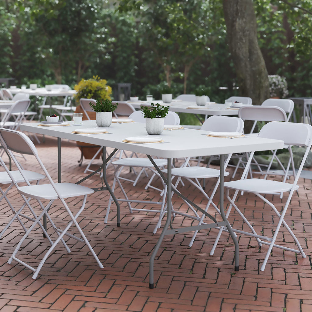 6-Foot Heavy Duty Plastic Folding Table with Carrying Handles M342884