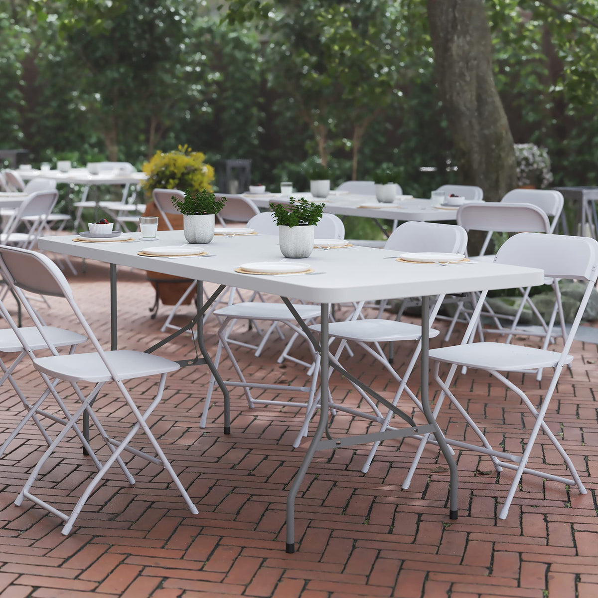 6-Foot Heavy Duty Plastic Folding Table with Carrying Handles M342884