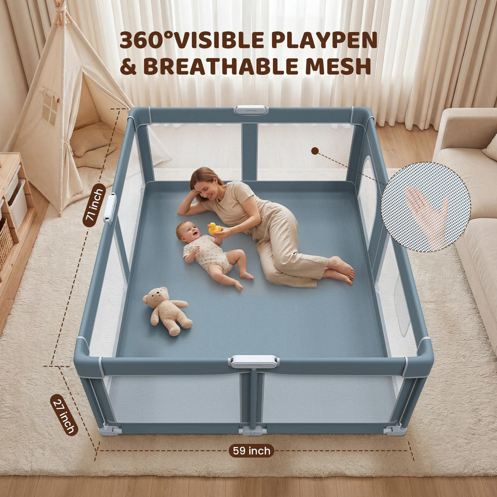 Foldable Baby Playpen 71x59 Inch B11475
