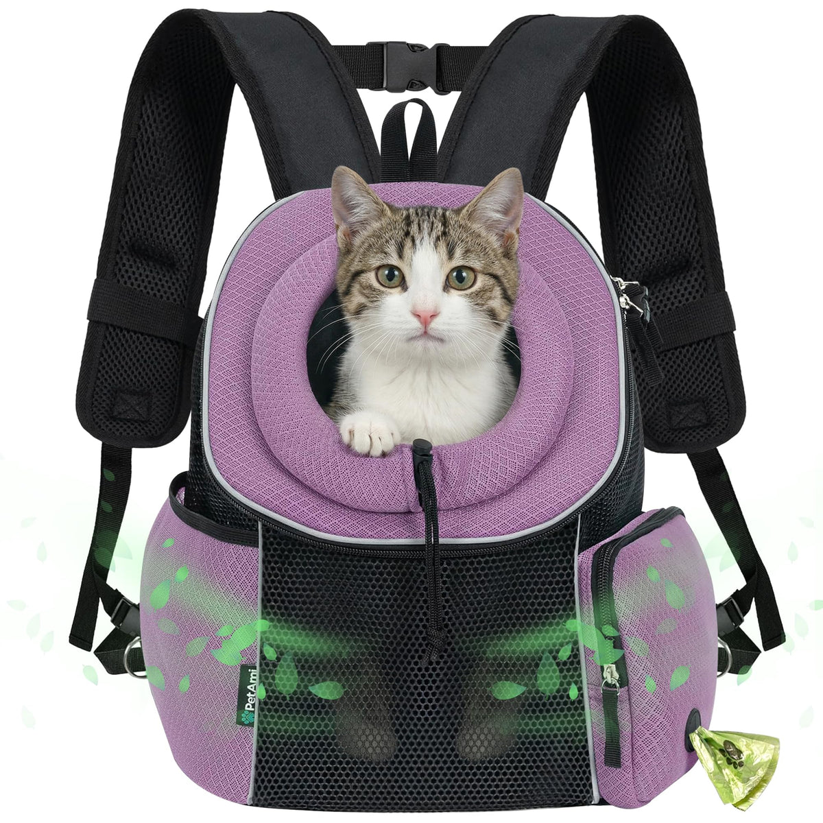 Hands Free Front Pet Carrier Backpack, 10 lbs, Purple F557193