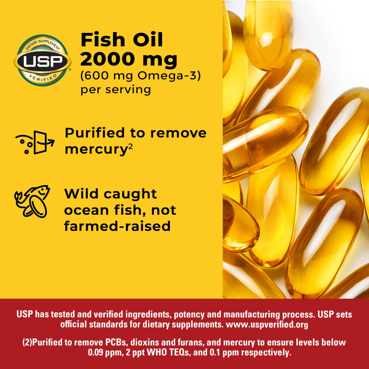 Fish Oil Omega 3 Supplements 2000mg 250 Softgels Y383368