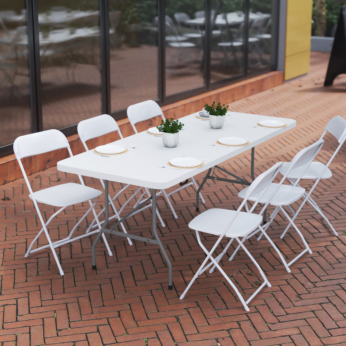 6-Foot Heavy Duty Plastic Folding Table with Carrying Handles M342884