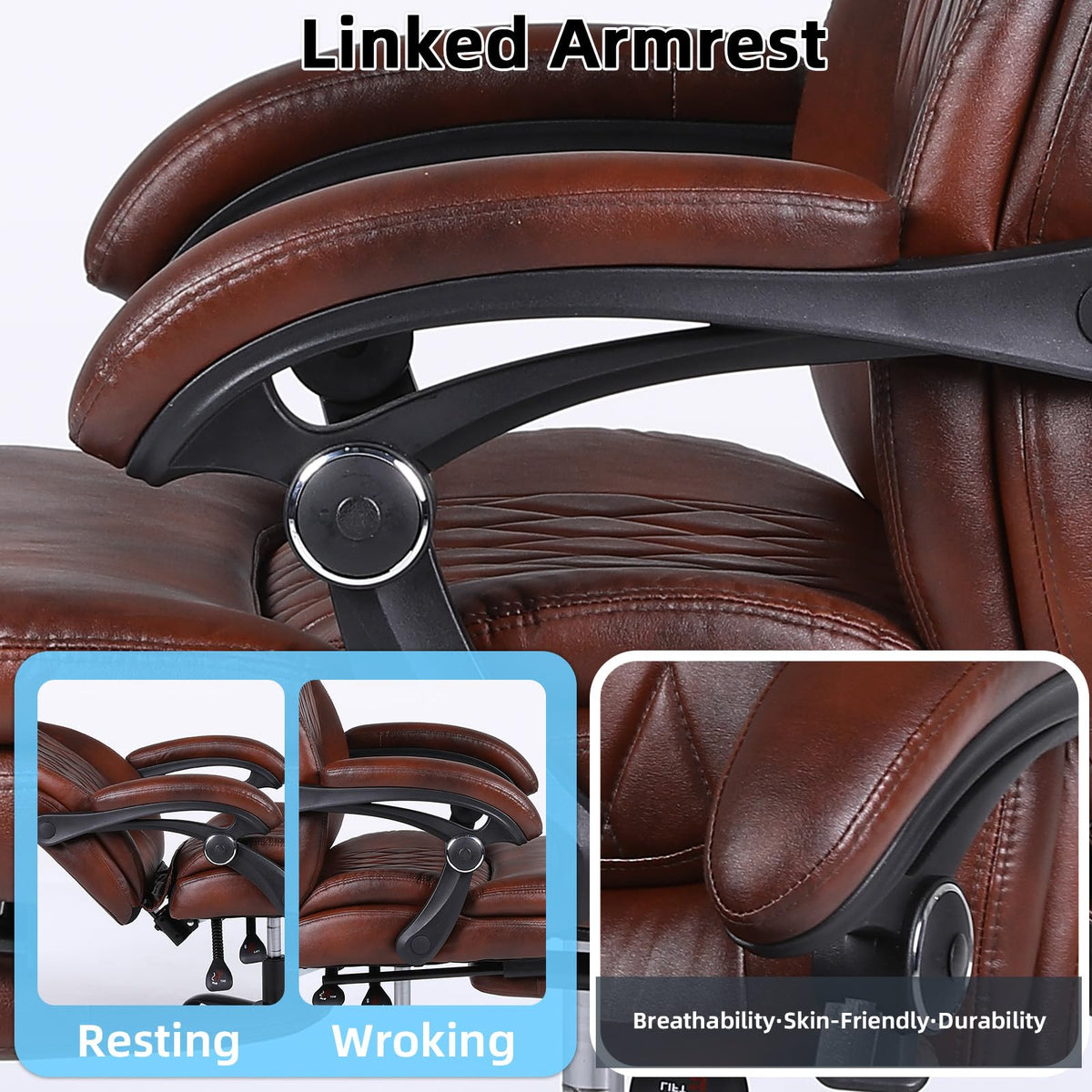 Big and Tall Ergonomic High Back PU Leather Reclining Office Chair with Footrest T715