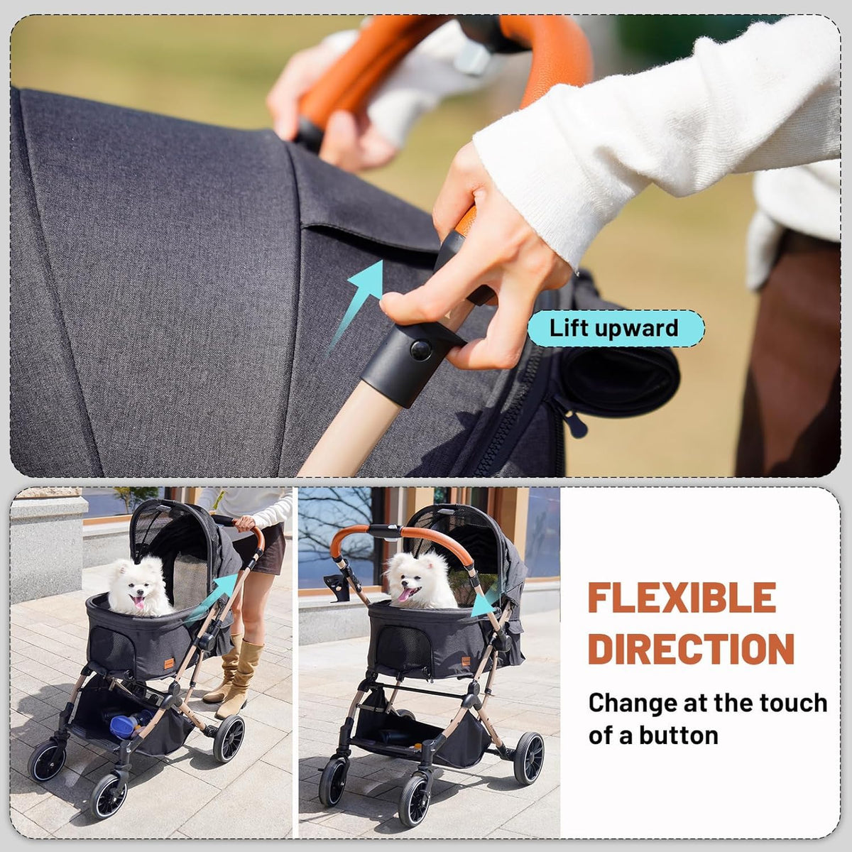 4-Wheel Pet Stroller with Reversible Handle X450