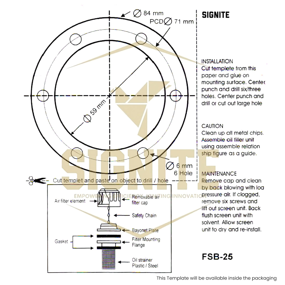 Flange Type Breathers Cap 25CFM/720 LPM 40 Micron Filtration 6 Hole Chrome Steel Alloy Q82809