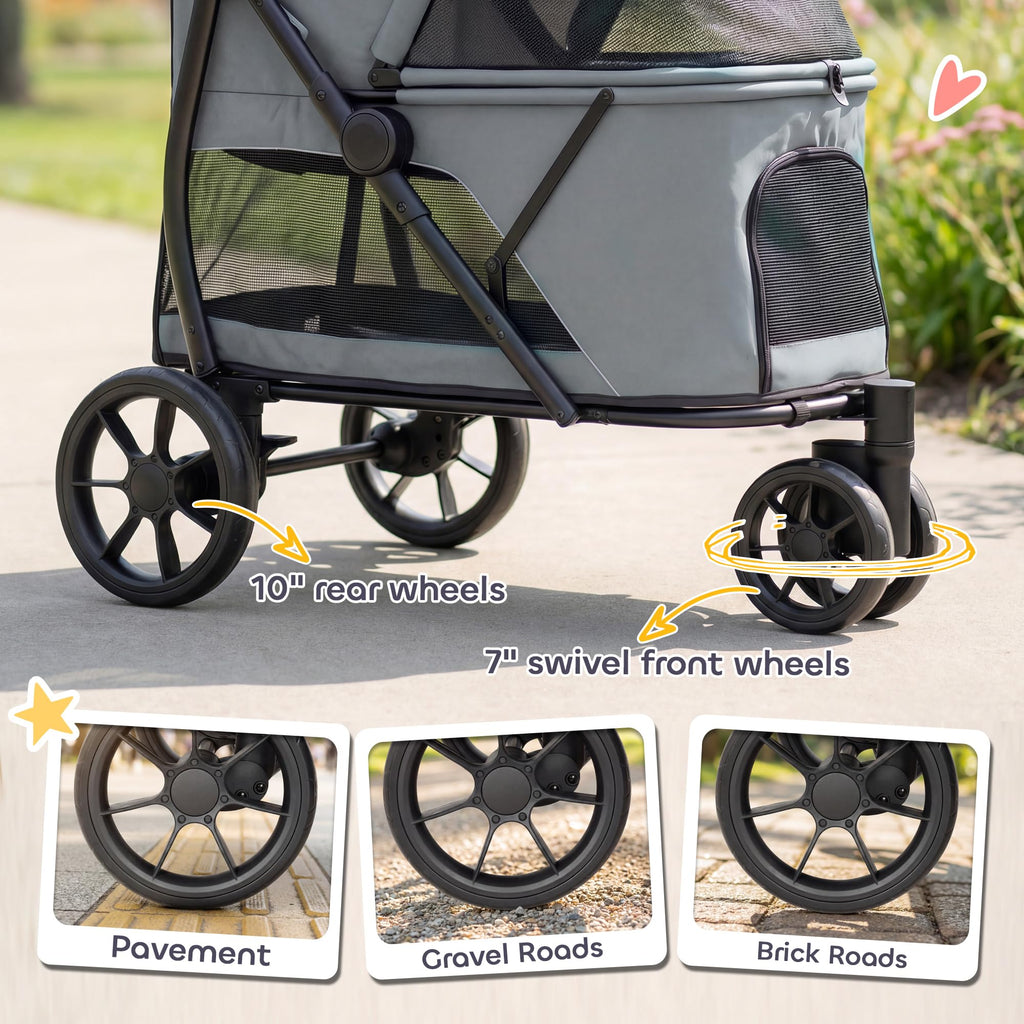 3 Wheel Pet Stroller up to 44 lbs Gray U904