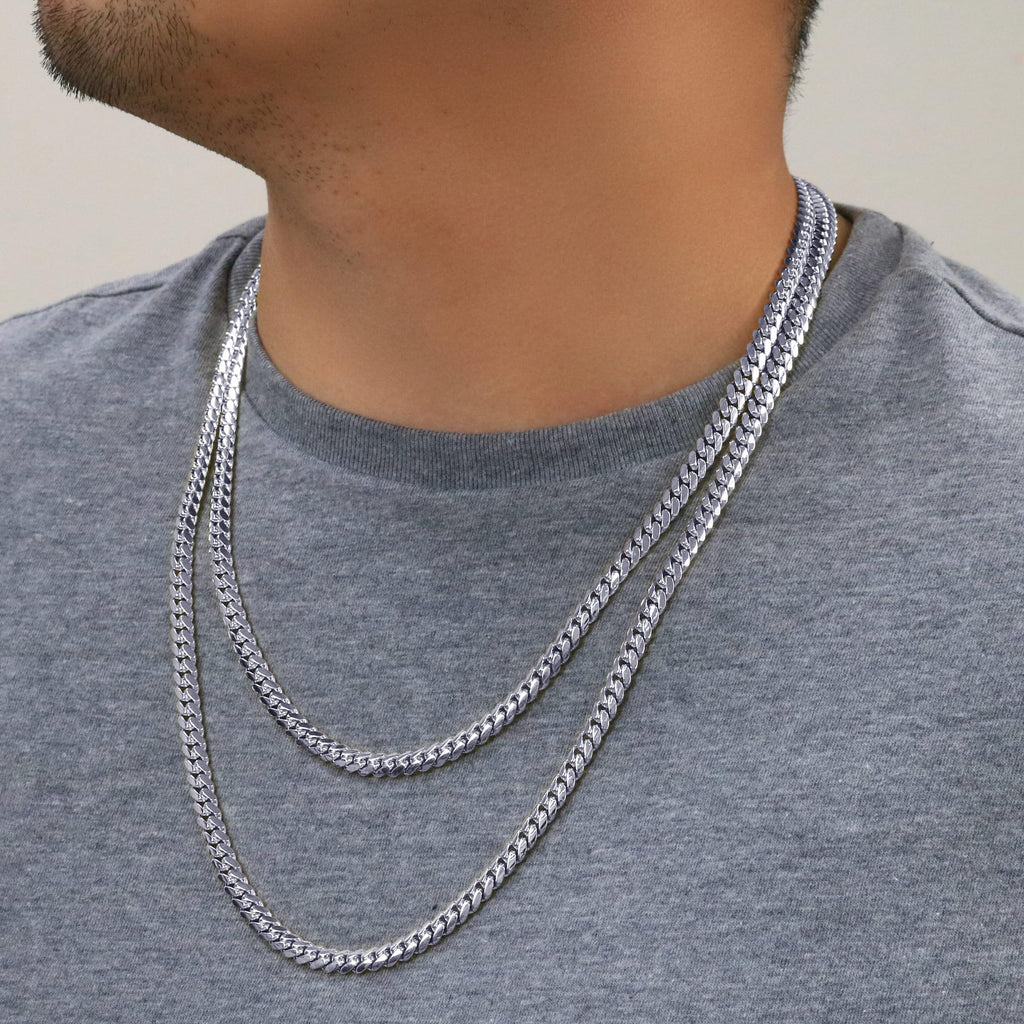 14K White Gold Cuban Link Chain Necklace C944