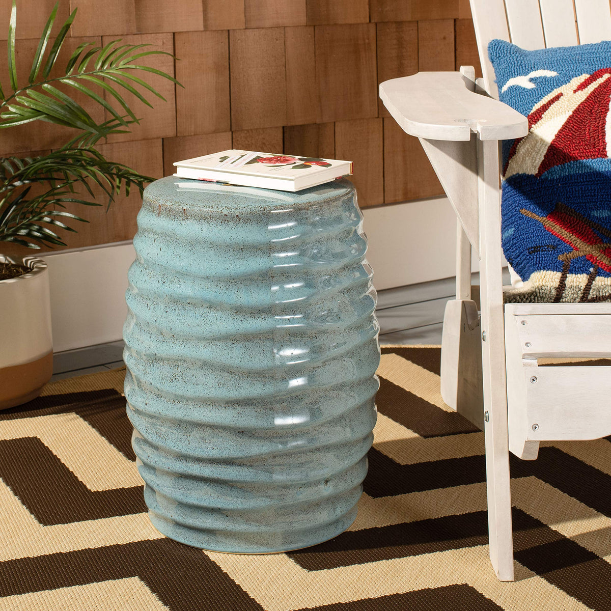 Blue Ceramic Garden Stool S2109