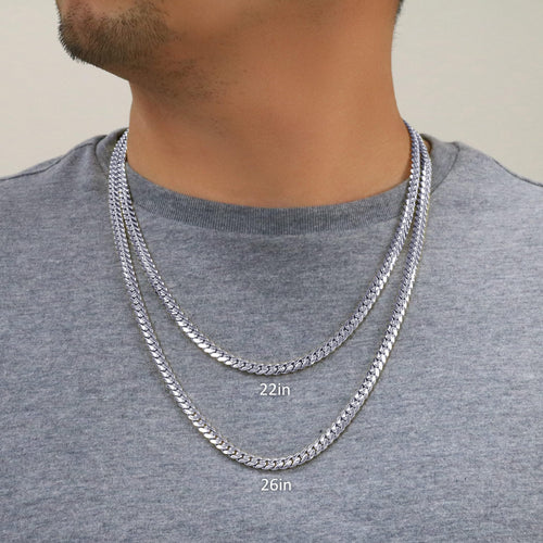 14K White Gold Cuban Link Chain Necklace C944