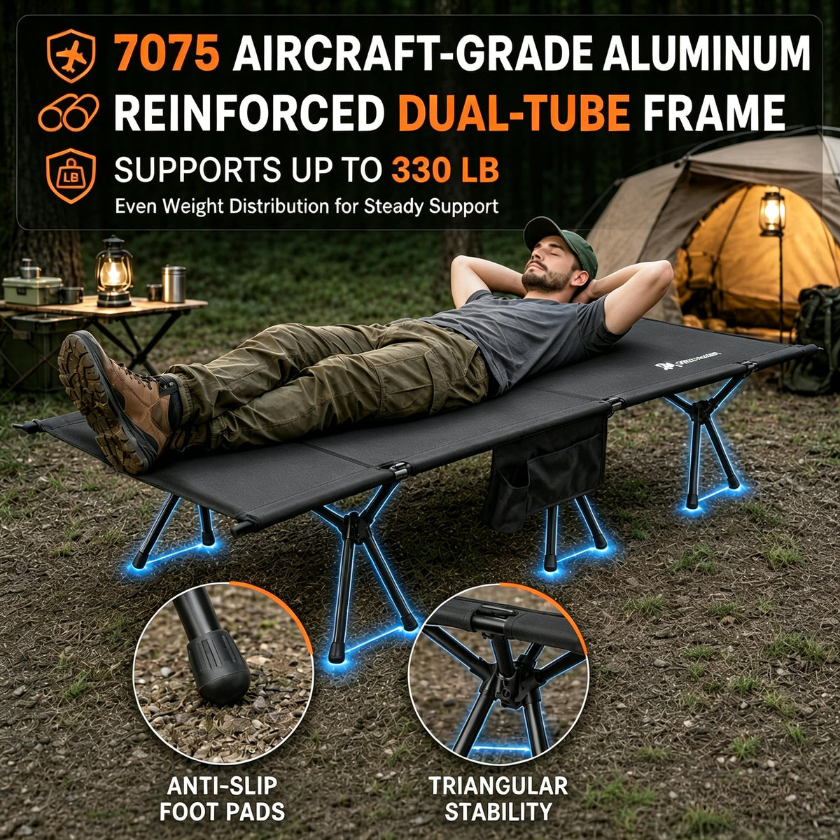 Portable Camping Cot for Adults I32711