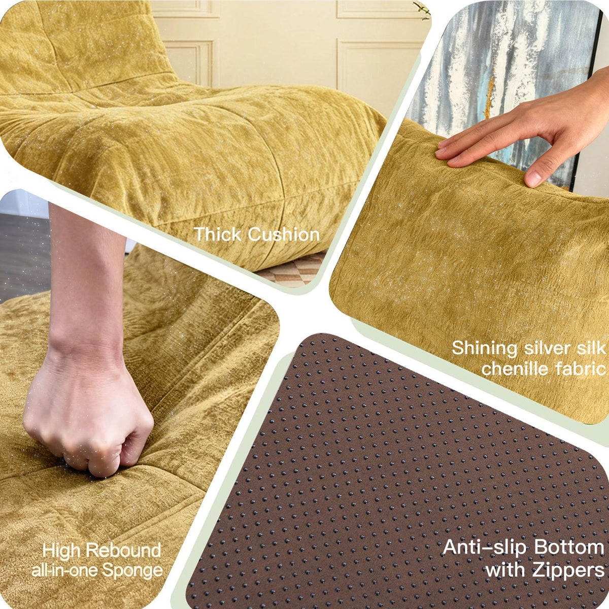 Yellow Bean Bag Chair with Memory Foam G572