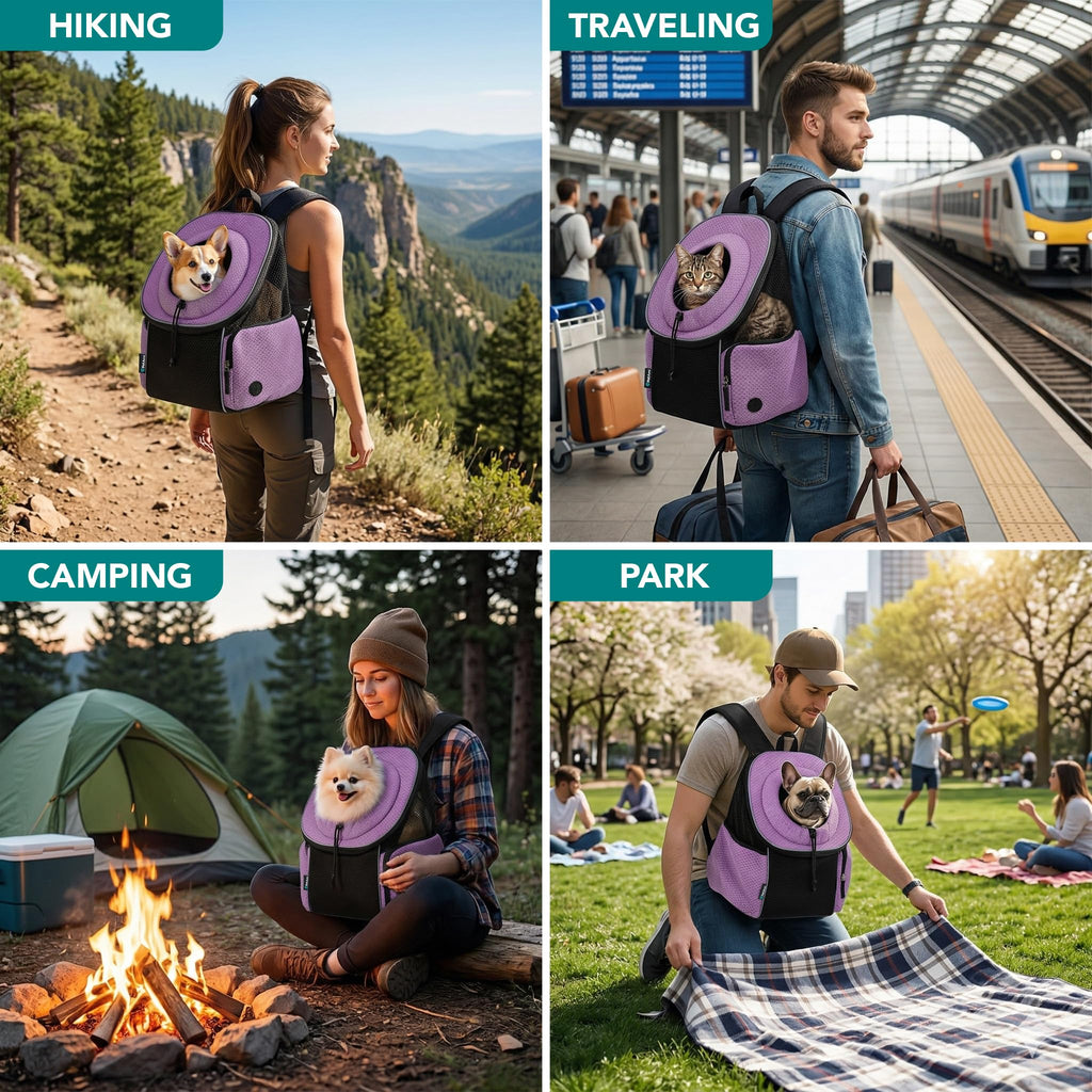 Hands Free Front Pet Carrier Backpack, 10 lbs, Purple F557193