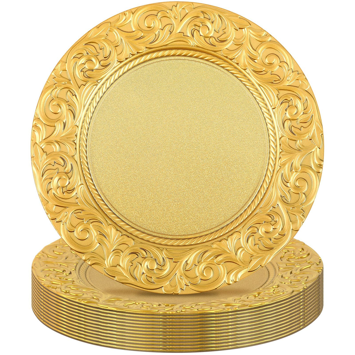 Gold 12 Pcs 13'' Antique Plastic Charger Plates L73577